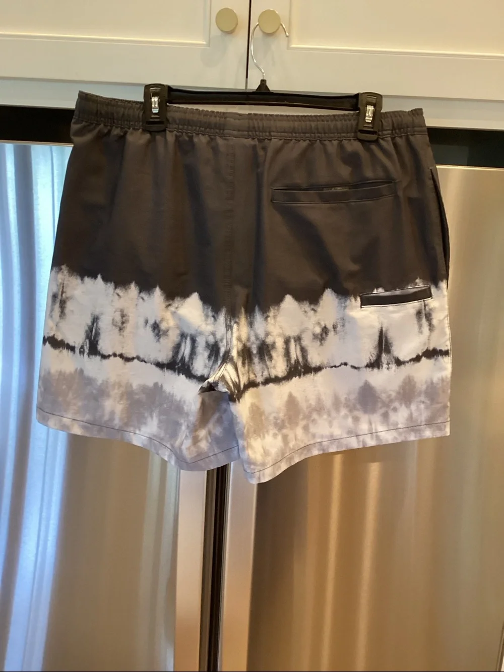 Huk Black & White Tie-Dye Swim Trunks